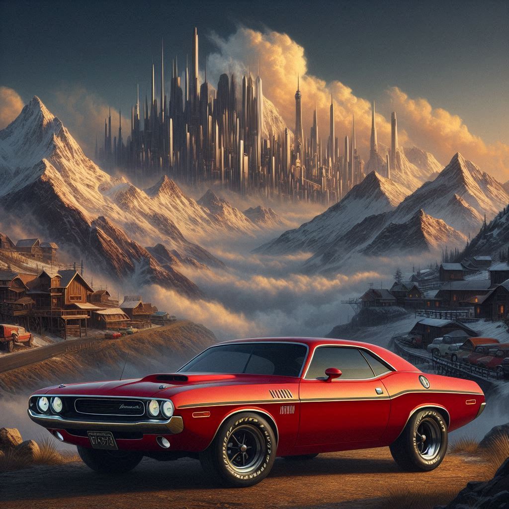 A red Dodge Challenger